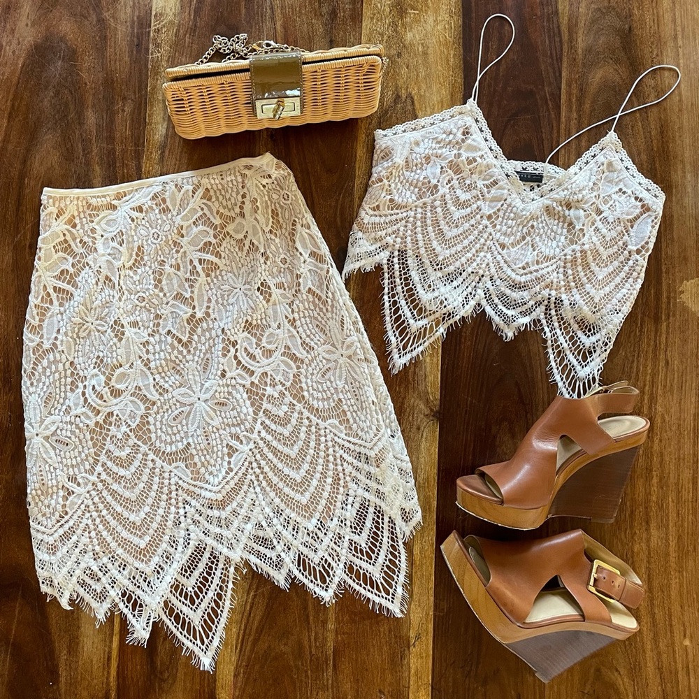 Bridal White Lace 2-Piece Set